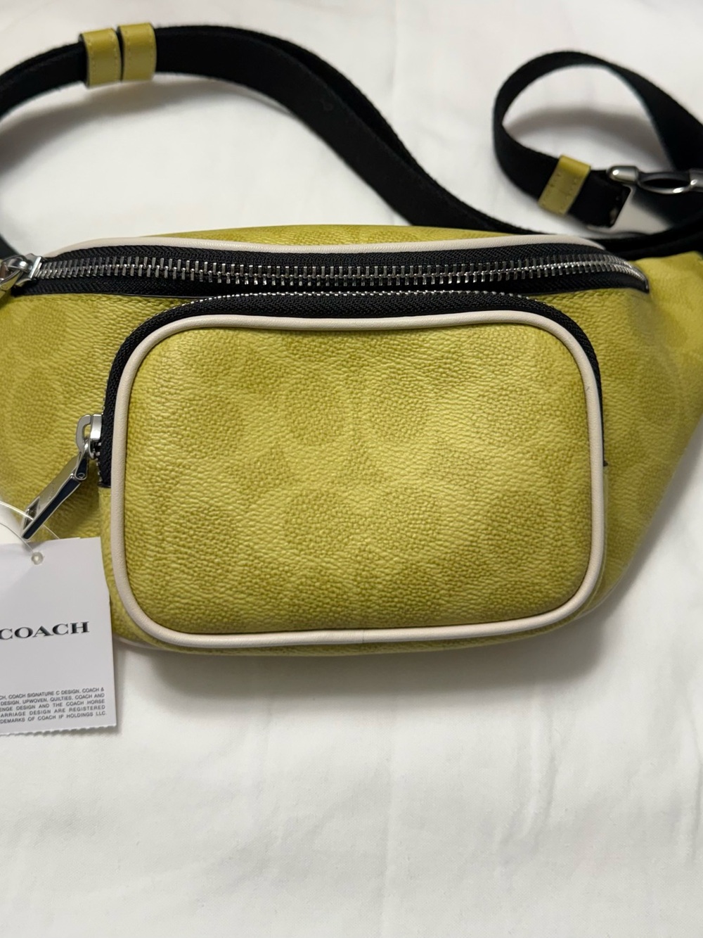 Coach Travis Belt Bag 30 in Signature Canvas in the Silver/Light Citron